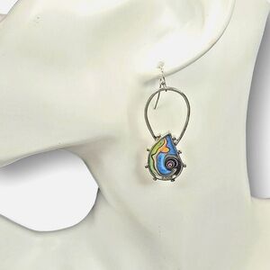 New Abstract Marbled Stone Spiral Colorful Teardrop Dangle Bourgeois Earrings 💎